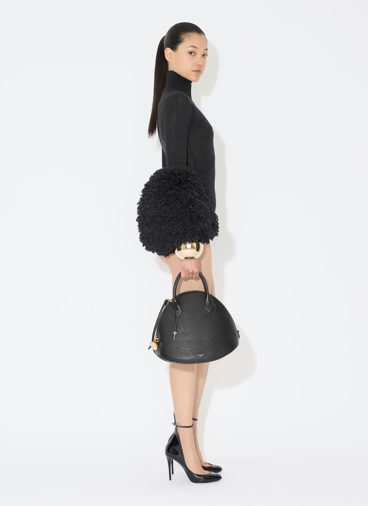 DRAPED KNIT BODY ALAÏA BLACK DRAPED KNIT BODY